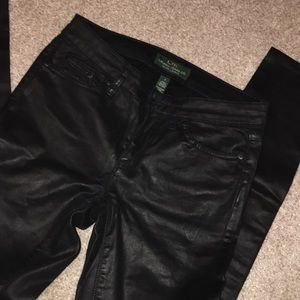 Ralph Lauren Wet Leather Look Black Jeans